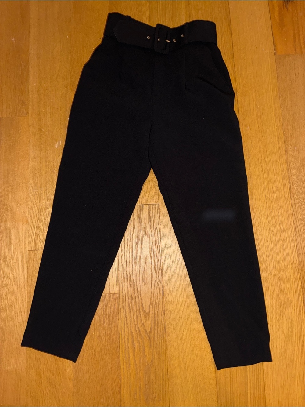 Zara Black High-Rise Belted Trousers Womens Size Small